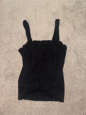 American Eagle Outfitters Black Ribbed Square-Neck Tank